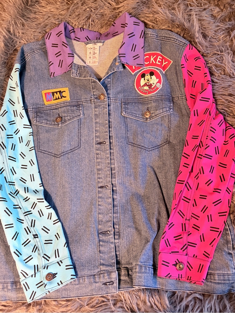 Disney Parks Mickey Mouse Club Retro 90’s Color block Denim Jacket for Women